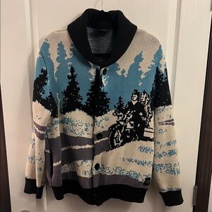 Harley Davidson Motorcycle Graphic Knit Cardigan